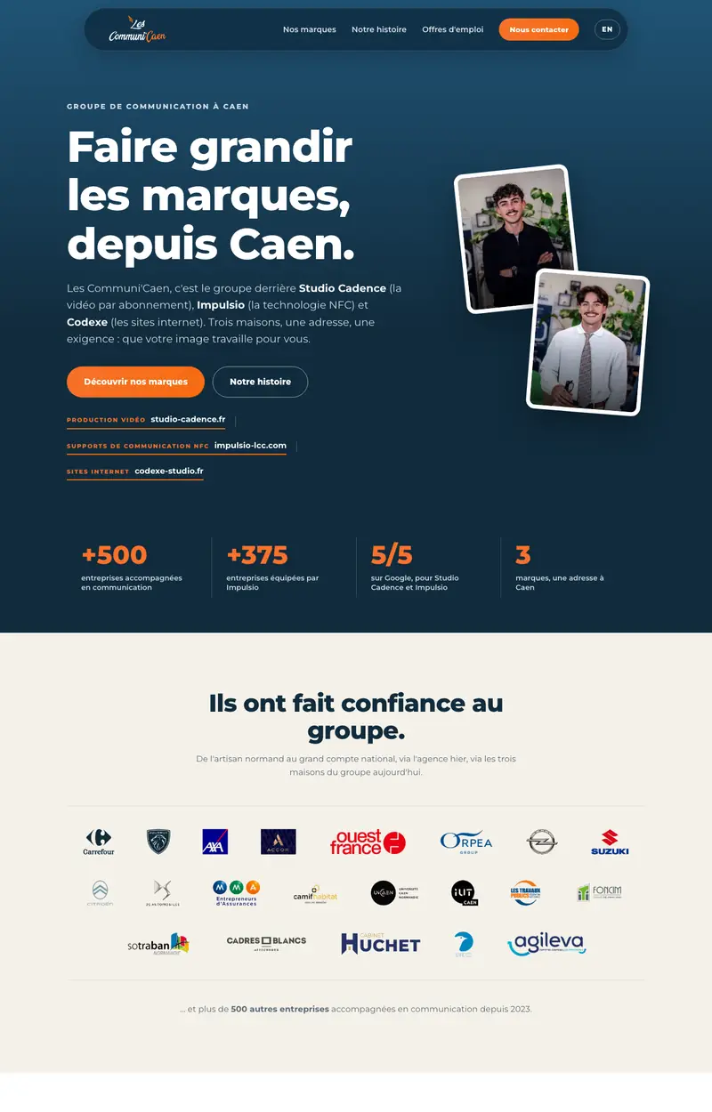 Page d'accueil du site Les Communi'Caen