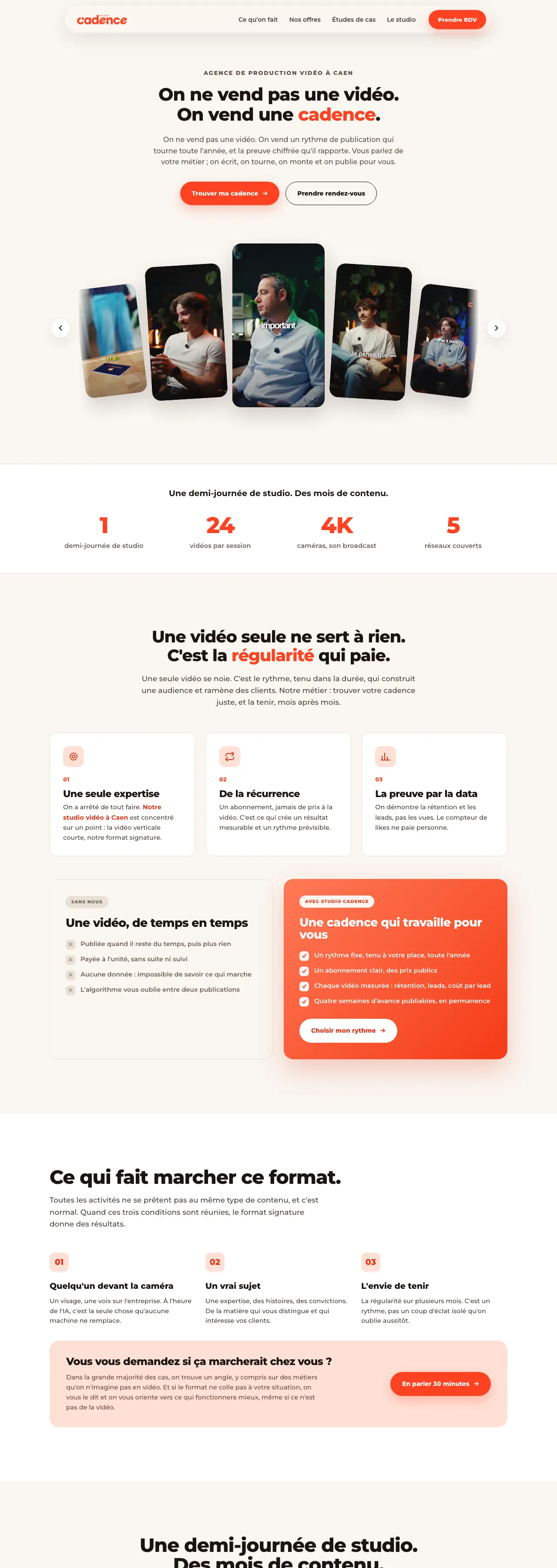 Le site Studio Cadence sur ordinateur
