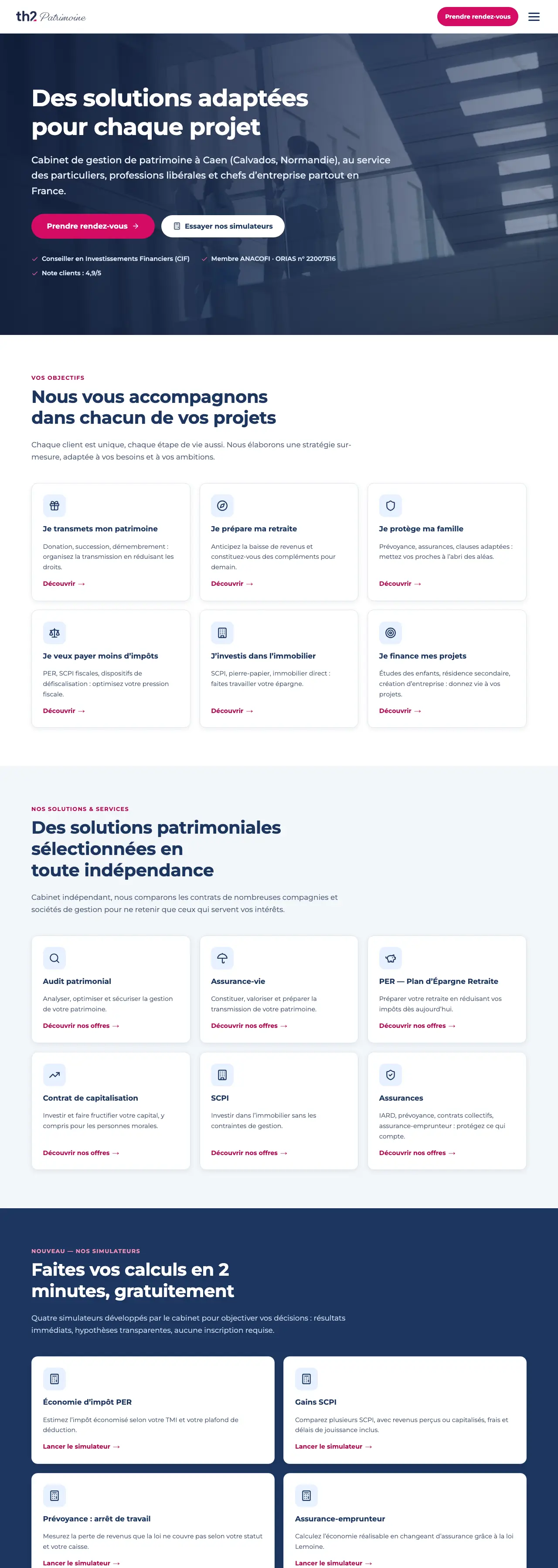 Le site Th2 Patrimoine sur ordinateur